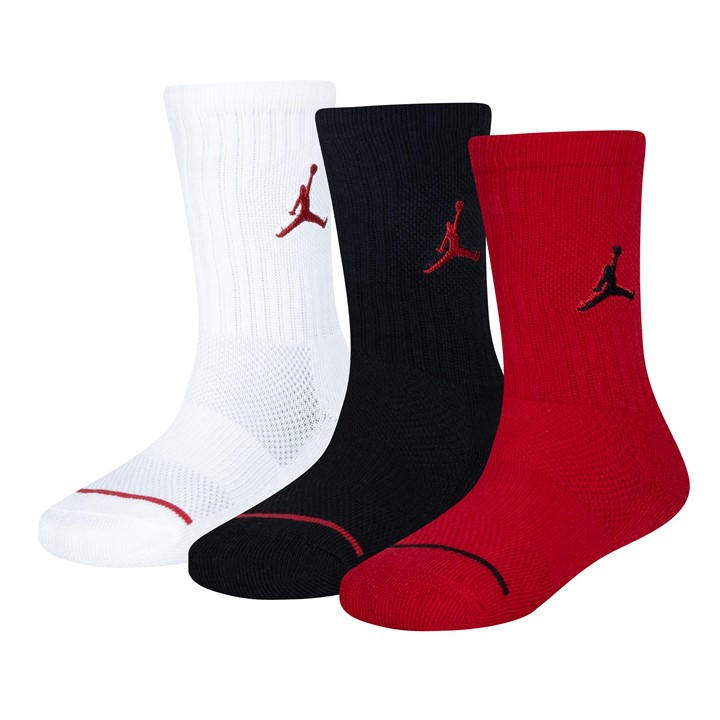 Air Jordan  Kids Red 3 Pack Crew Socks 's in Size C8 - C13, Sports Direct