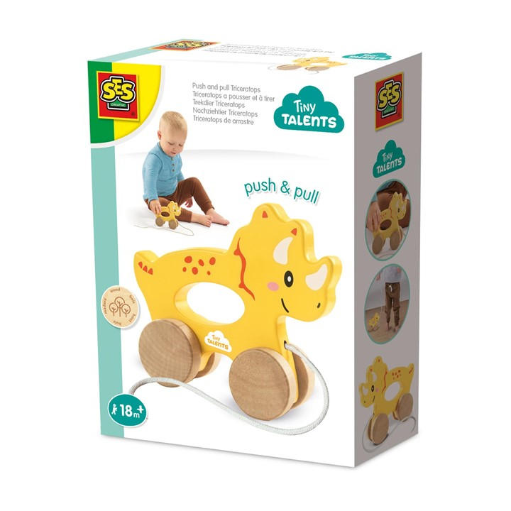Ses Creative  Kids  Push And Pull 2 In 1 Wooden Triceratops, Sports Direct