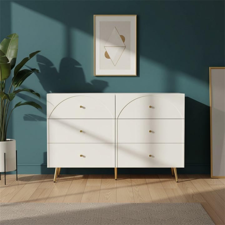 Urban Meuble  White Modern Chest Metal Accents, Sports Direct