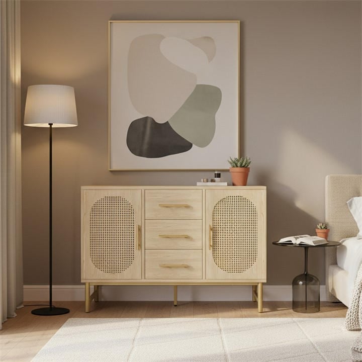 Urban Meuble   Oak Modern Chest Golden Accents, Sports Direct