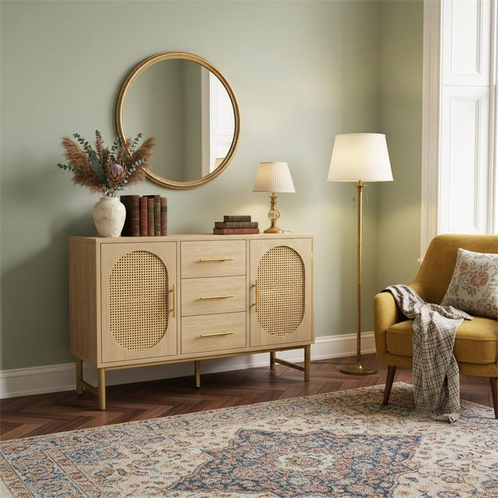 Urban Meuble   Oak Console Table With Golden Accents, Sports Direct