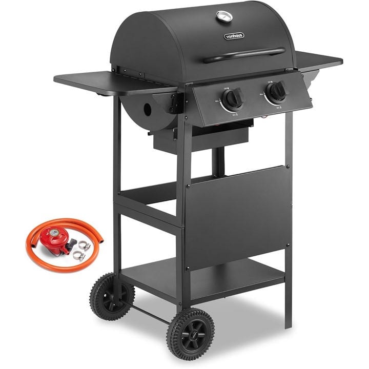 Vonhaus  Black Barrel 2 Burner Gas Bbq, Sports Direct