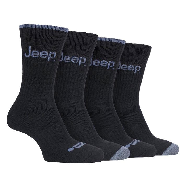 Jeep Men's Black 4 Pack Performance Boot Socks in Size 7 - 11, Sports Direct