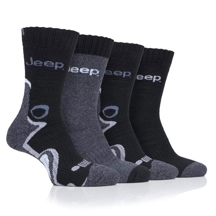 Jeep Men's Black 4 Pack Performance Boot Socks in Size 7 - 11, Sports Direct