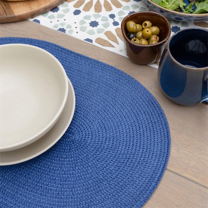 D C Fix  Blue Wipe Clean Oval Weave Placemats Deep in Size 29 X 44CM, Sports Direct