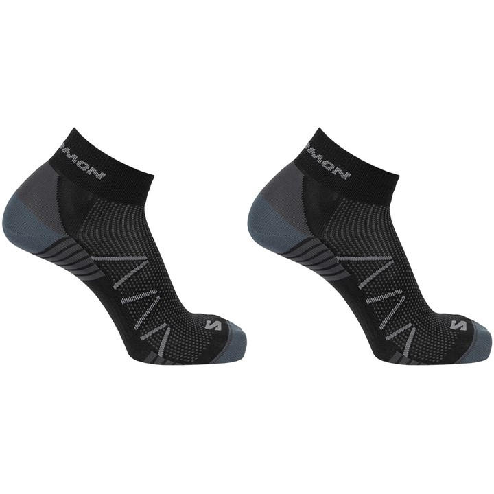 Salomon Women's Black Hornet Quarter 2 Pack Running Socks in Size 1 - 6, Sports Direct