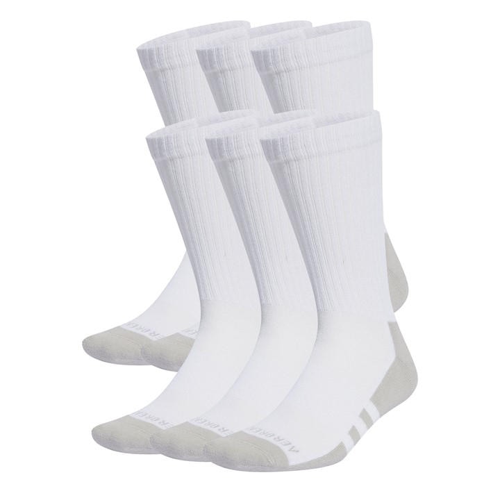 Adidas  Kids White Aeroready Crew 6 Pack Socks  in Size 1 - 6, Sports Direct