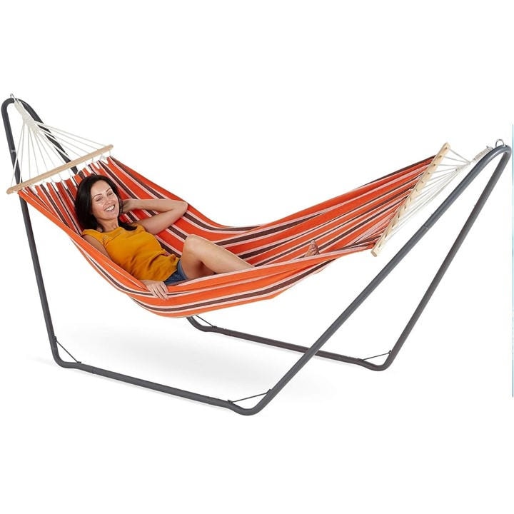 Vonhaus  Orange Hammock With Metal Frame, Sports Direct
