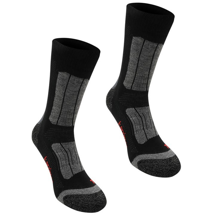 Karrimor Boys Black 2 Pack Trekking Socks  in Size 1 - 6, Sports Direct