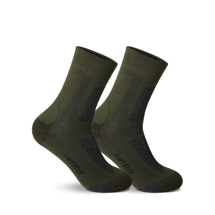 Karrimor Boys Green 2 Pack Trekking Socks  in Size 1 - 6, Sports Direct