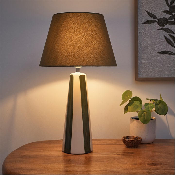 K Living  Green Sola Tall Stripe Ceramic Table Lamp, Sports Direct