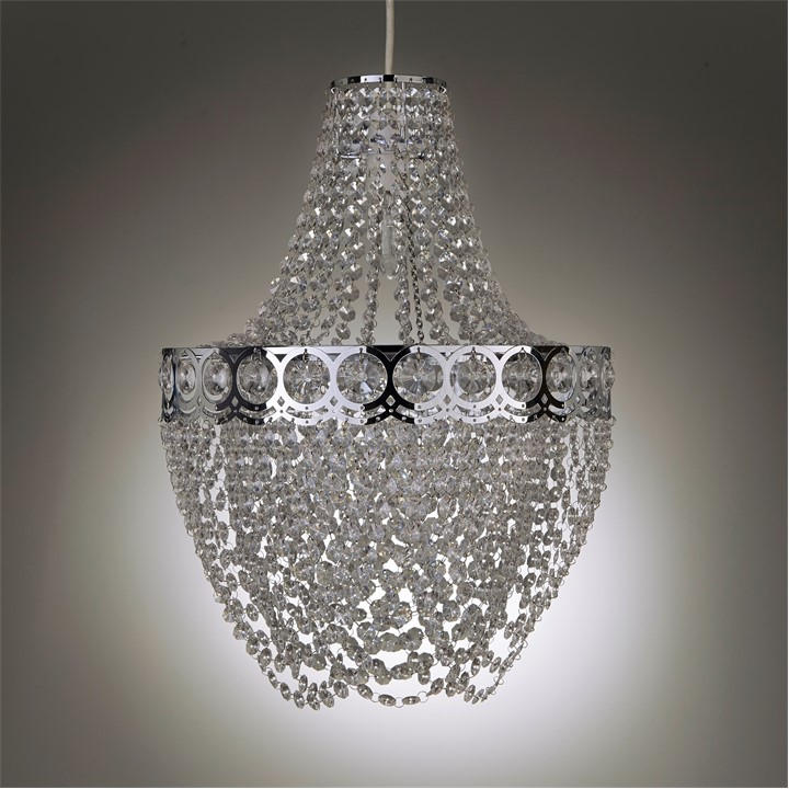 K Living  Silver Hayle Chrome And Clear Acrylic Beaded Chandelier, Sports Direct