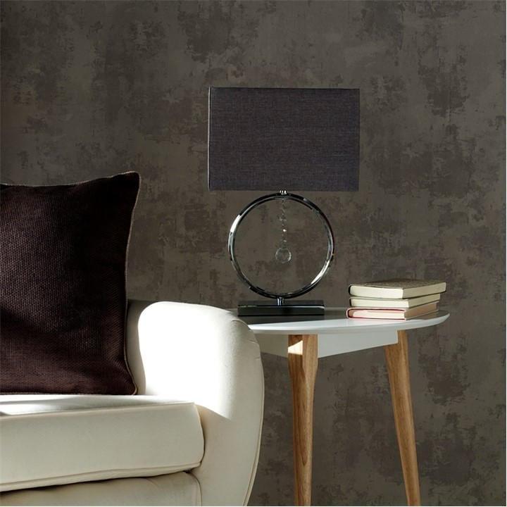 K Living  Silver Chrome Table Lamp With Crystal Pendant And Shade, Sports Direct