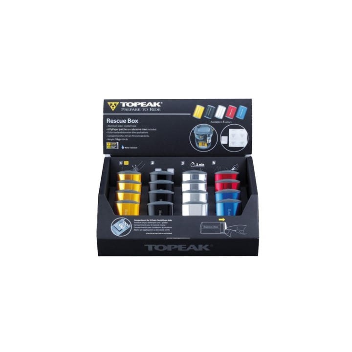 Topeak  Black Rescue Box Counter Top Display, Sports Direct