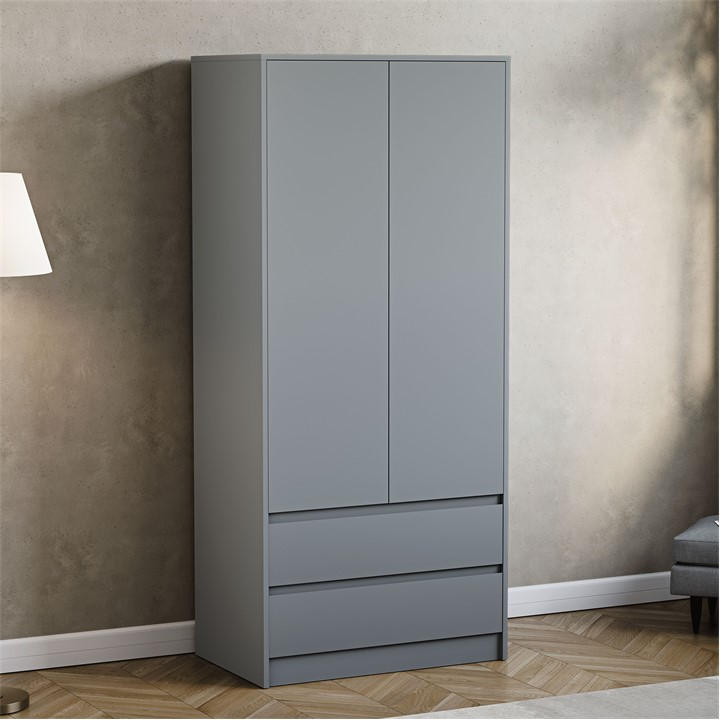 Lassic  Grey Vida Designs Denver 2 Door Wardrobe With Drawers, Sports Direct