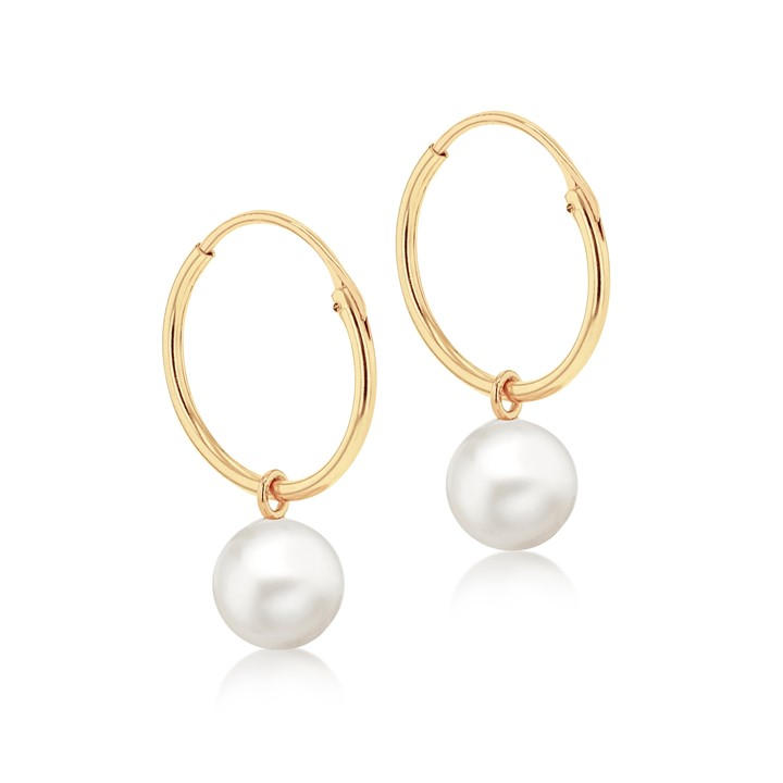 Be You Women's Gold 9Ct Fresh Water Pearl Hoop Drop Earrings, Sports Direct