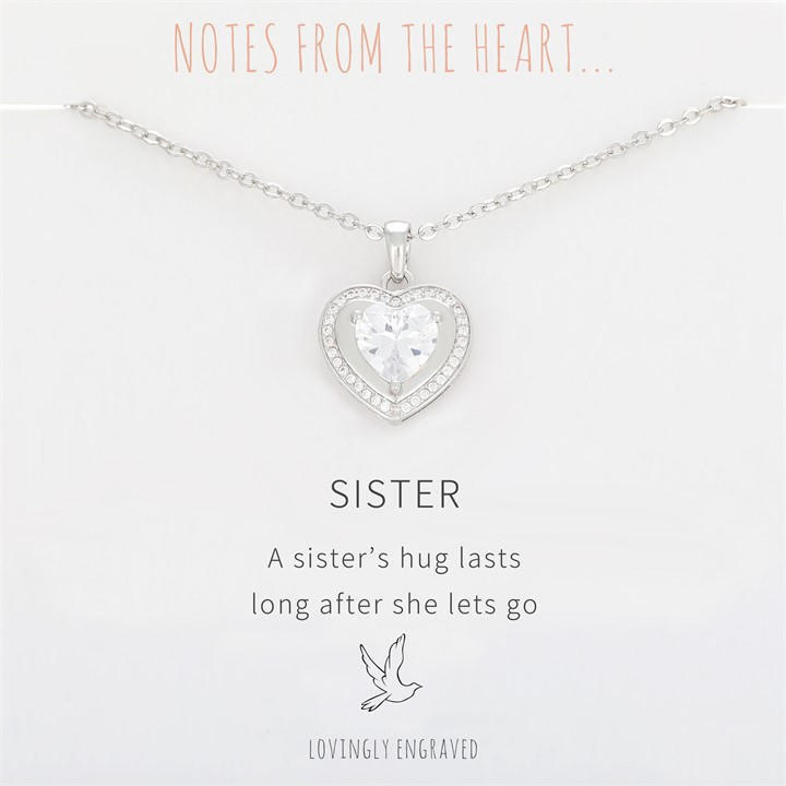 Notes From The Heart Women's Silver Nfth Sister Engraved Pendant, Sports Direct