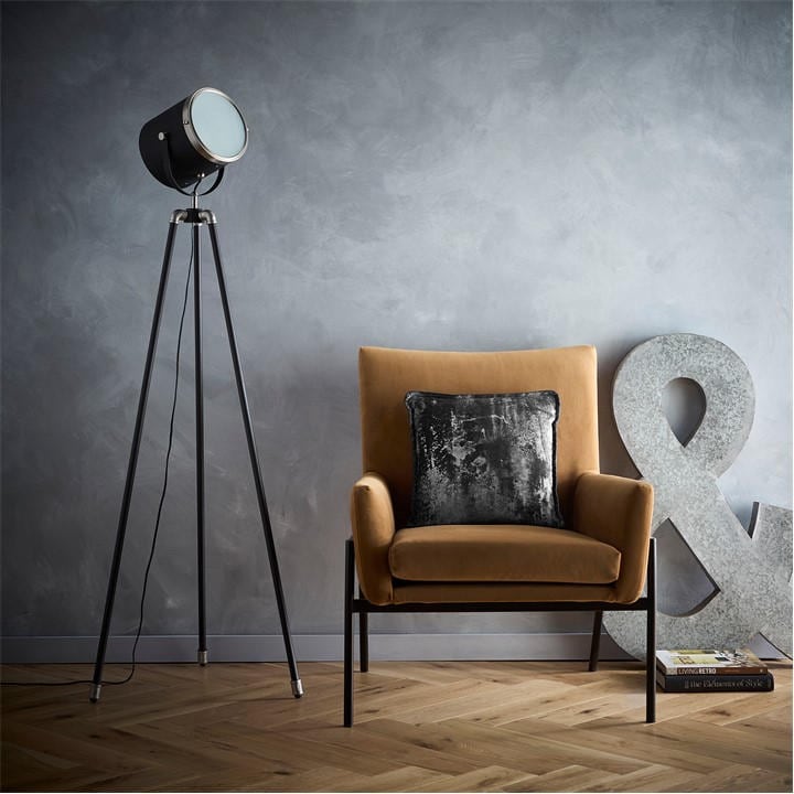 K Living  Black Dagon And Satin Nickel Tripod Floor Lamp, Sports Direct