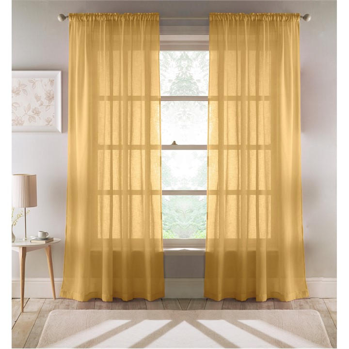 Tyrone Textiles  Yellow Eden Voile Panel With Slot Top - Pair in Size 140x122cm, Sports Direct