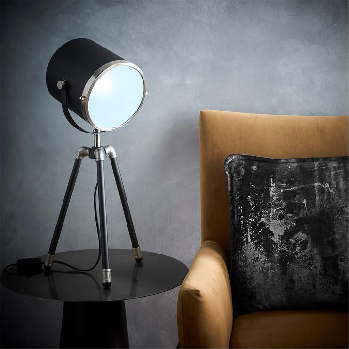 K Living  Black Dagon And Satin Nickel Tripod Projector Spot, Sports Direct