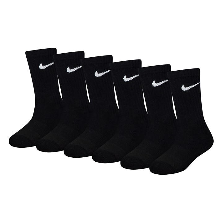 Nike Boys Black 6Pk Dri-Fit Crew Sock s in Size C8 - C13, Sports Direct