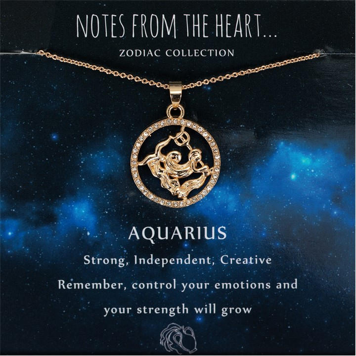 Notes From The Heart Women's Gold Aquarius Pendant, Sports Direct