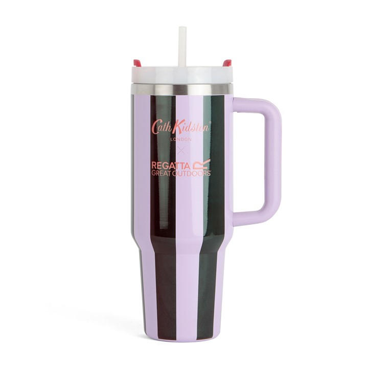 Regatta  Lilac & Green Candy Stripe Cath Kidston 1.2L Thermal Mug, Sports Direct