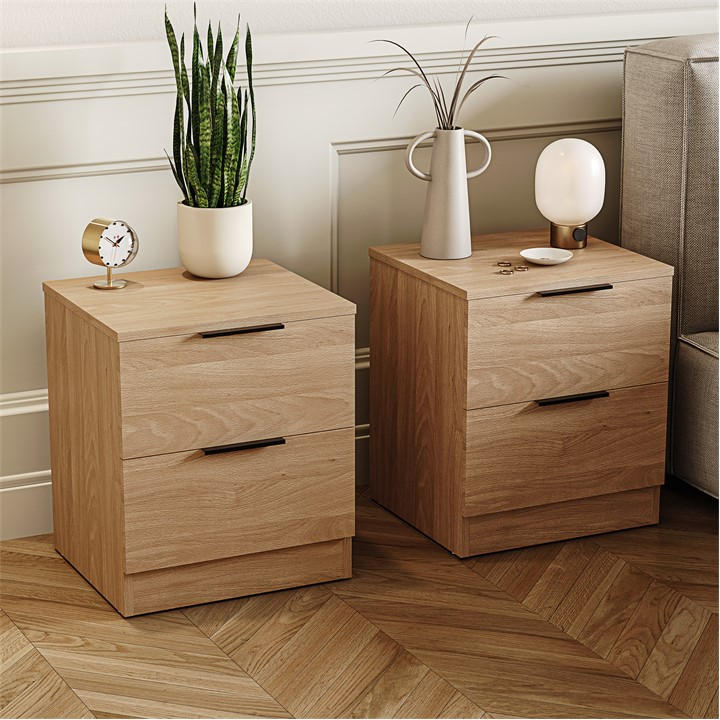 Lassic Trega Bedside Chest Set Of 2 Beige Size 2 Drawer - Image 2