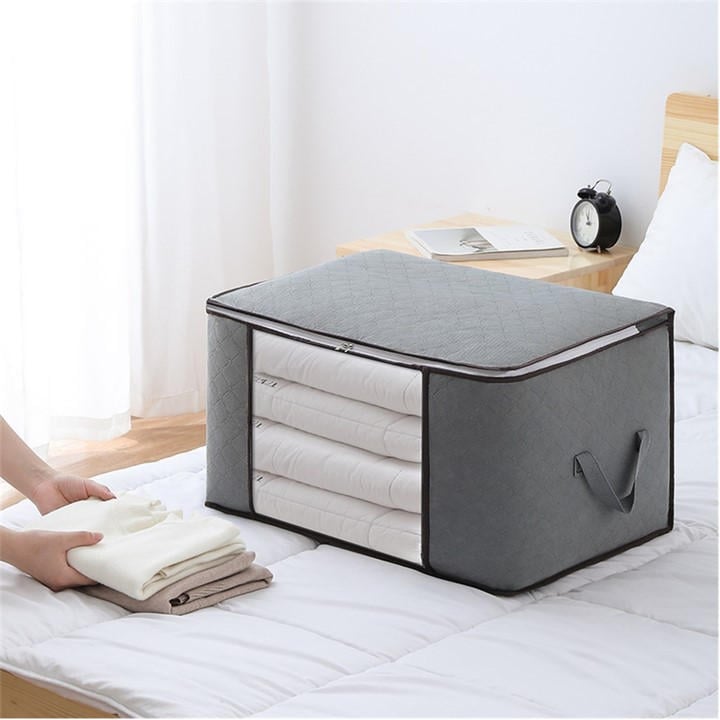 Life Ideas  Grey 3/ Foldable Fabric Clothes Organizer Bag in Size 4pcs, Sports Direct