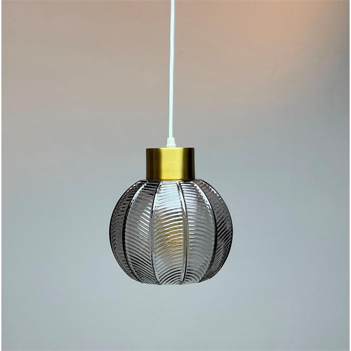 K Living  Grey Leaves Smokey Glass Light Pendant, Sports Direct