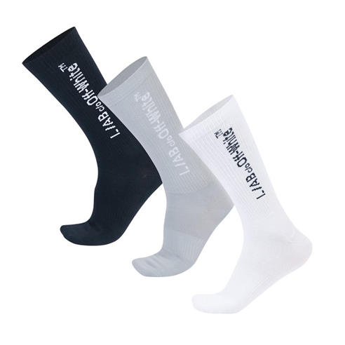 L AB OFF WHITE - Men's Text 3 Pack Crew Socks
