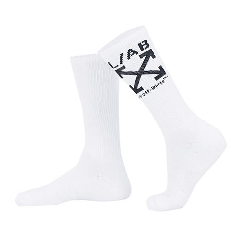 L AB OFF WHITE - Men's Arrow Mid-Calf Cotton Crew Socks