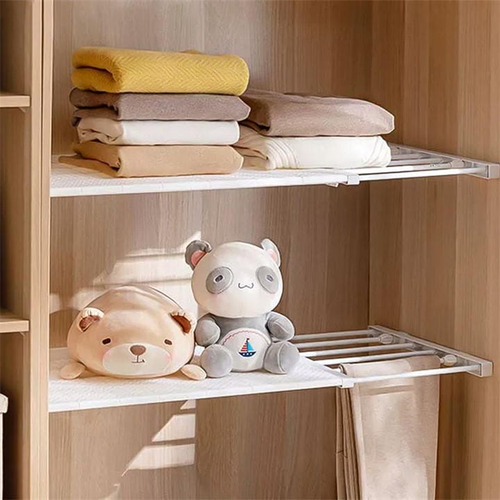Life Ideas  Grey 2/3Pcs Expandable Closet Tension Shelf Rod And Sto in Size 3x Small, Sports Direct