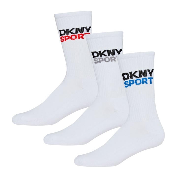 Dkny Men's White 3 Pack Sport Socks Dogwood in Size 7 - 11, Sports Direct