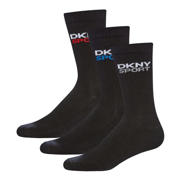 Dkny Men's Black 3 Pack Sport Socks Dogwood in Size 7 - 11, Sports Direct