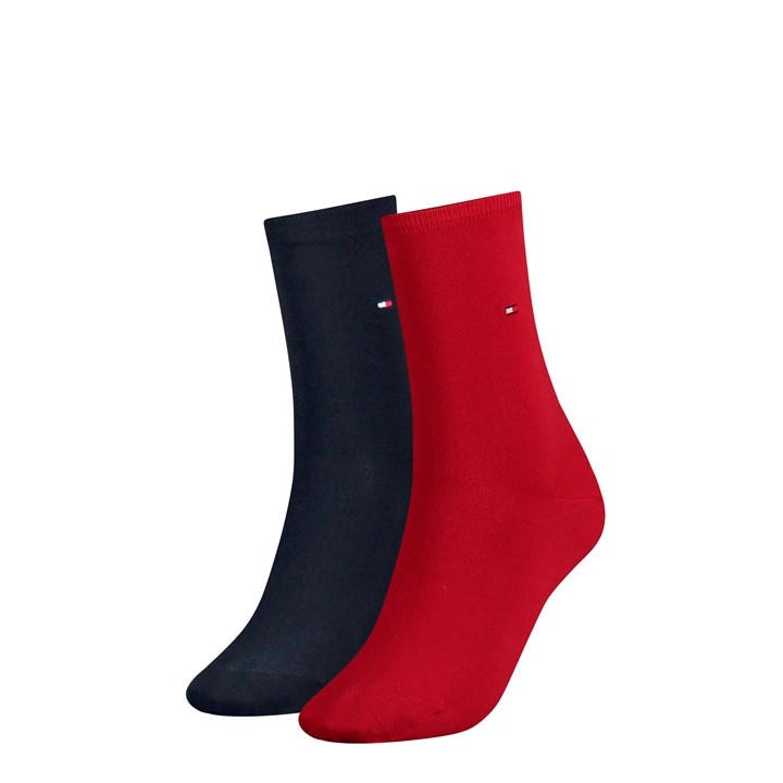 Tommy Hilfiger Women's Red Ribbed Crew Socks in Size 1 - 6, Sports Direct