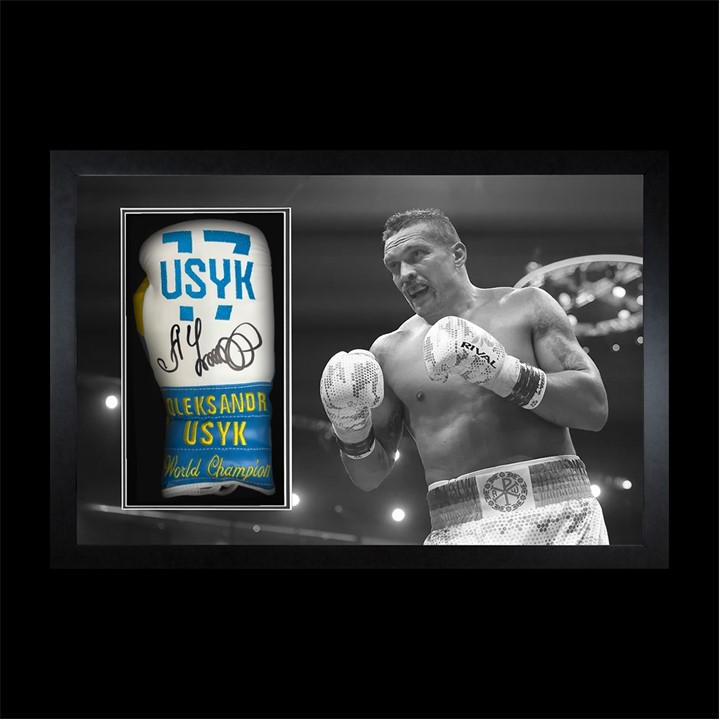 The Fan Cave  Blue Oleksandr Usyk Signed Glove Iconic Frame #1 in Size 690x480mm, Sports Direct