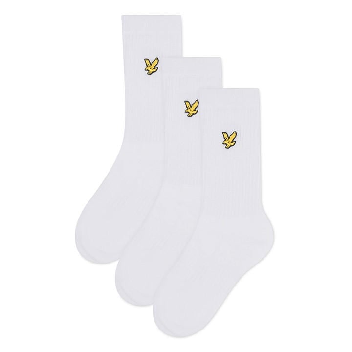 Lyle And Scott  Kids White 3-Pack Crew Socks in Size 11 - 12 Years, Sports Direct