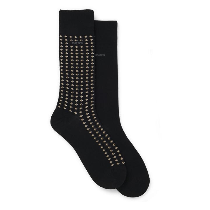 Boss Men's Black 2 Pack Minipattern Crew Socks in Size 6 - 11, Sports Direct