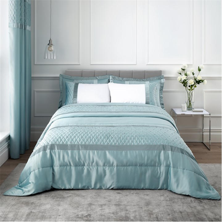 Catherine Lansfield Sequin Cluster Bedspread Throw - Duck Egg - Image 6