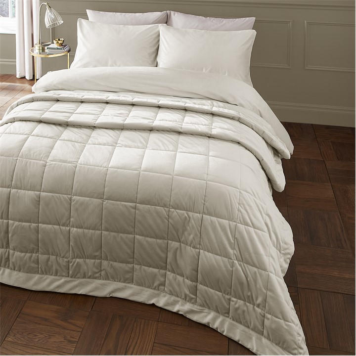 Catherine Lansfield Unisex Cream 'Kingsley Matt Velvet' Quilted Bedspread In - Image 6