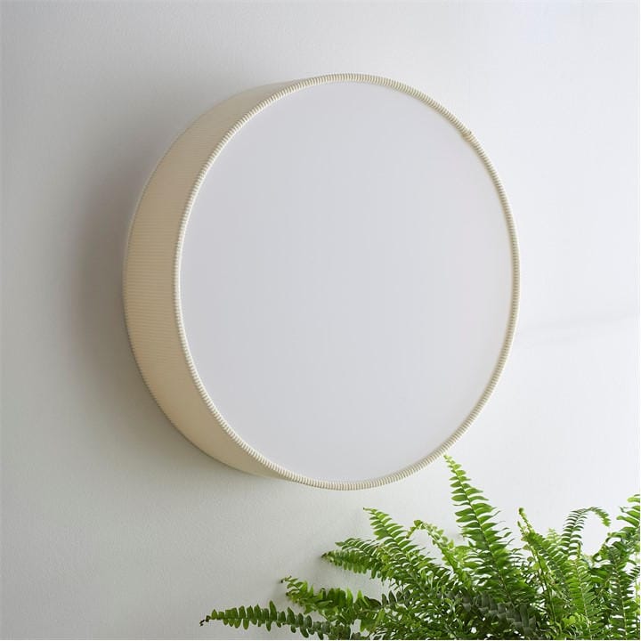 K Living  Cream Crete 38Cm 2 Light Velvet Drum Shade, Sports Direct