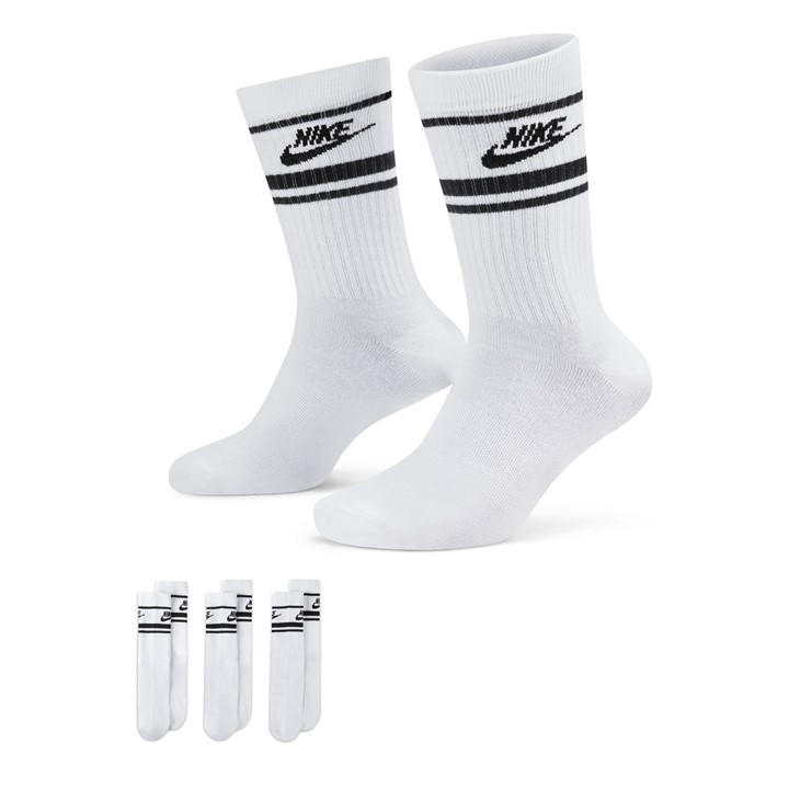 Nike  White Sportswear Dri-Fit Everyday Essential Crew Socks (3 Pairs) in Size 11 - 14, Sports Direct