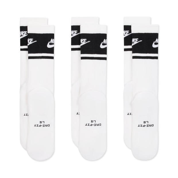 Balta/Juoda - Nike - Sportswear Dri-FIT Everyday Essential Crew Socks (3 Pairs)