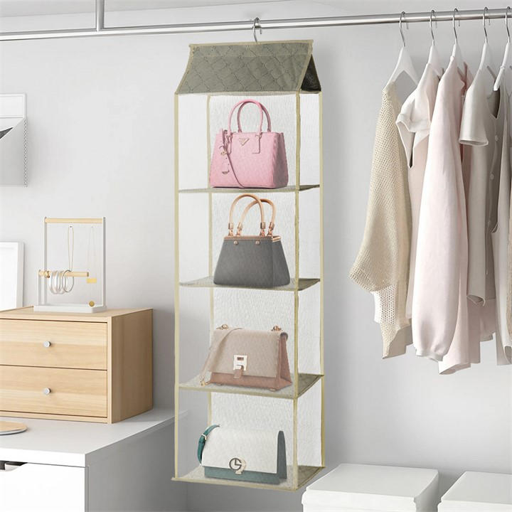 Life Ideas  Beige 3Pcs Hanging Handbag Purse Storage Organizer in Size 3x 4-Tier, Sports Direct