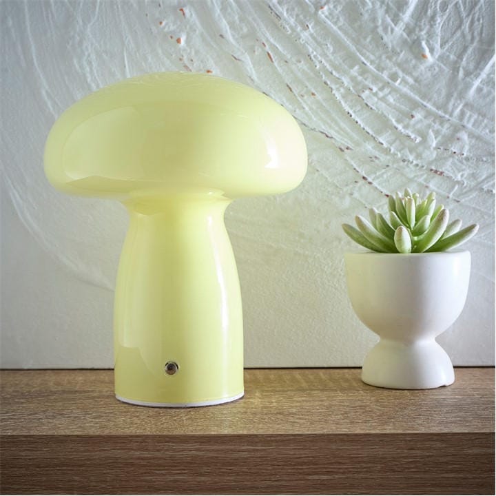 K Living  Yellow Cory Lemon Glass Mushroom Shape Recharge Led Lamp, Sports Direct