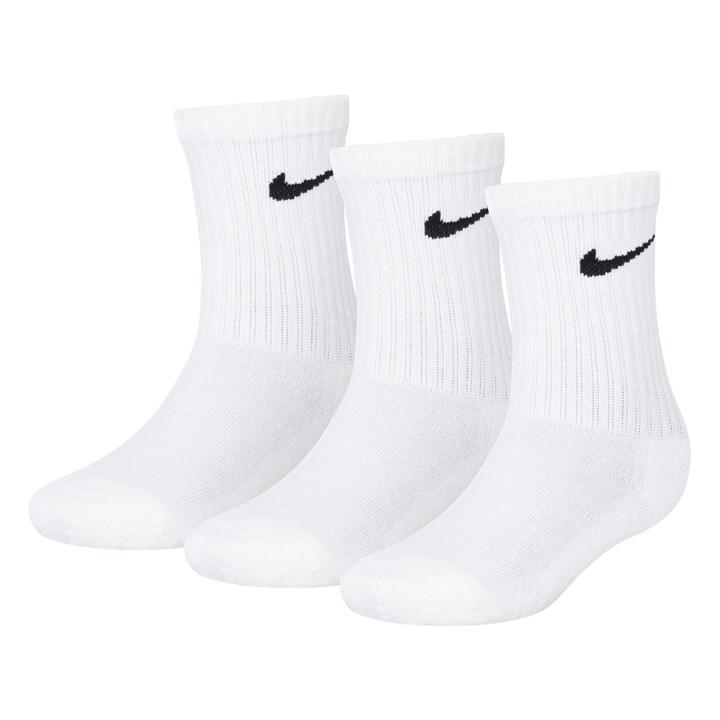 Nike  Kids White Basic Crew 3Pk Sock  in Size Infs C6-C9, Sports Direct