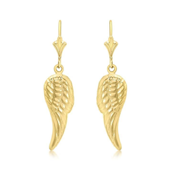 Be You Women's Gold 9Ct Angel-Wing Drop Earrings, Sports Direct