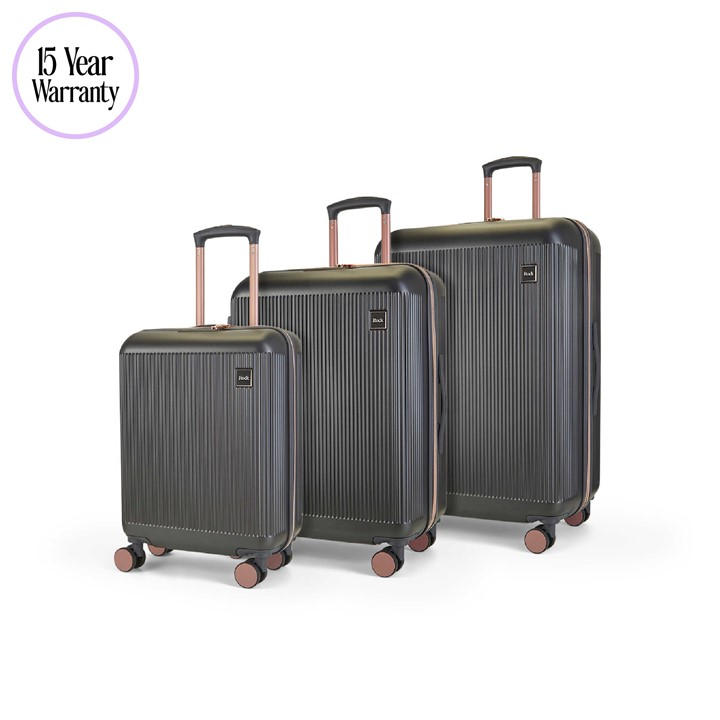 Rock  Grey Aria Suitcase Charcoal With Rose Gold in Size Cabin, Sports Direct