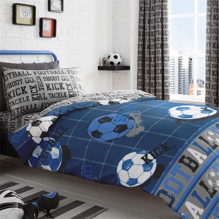 Bedlam Unisex Blue Football Kids Duvet Cover Set In Single